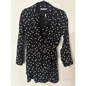 New Abercrombie & Fitch Wrap-Style Mini Dress Black & White Polka Dot Sz XSP